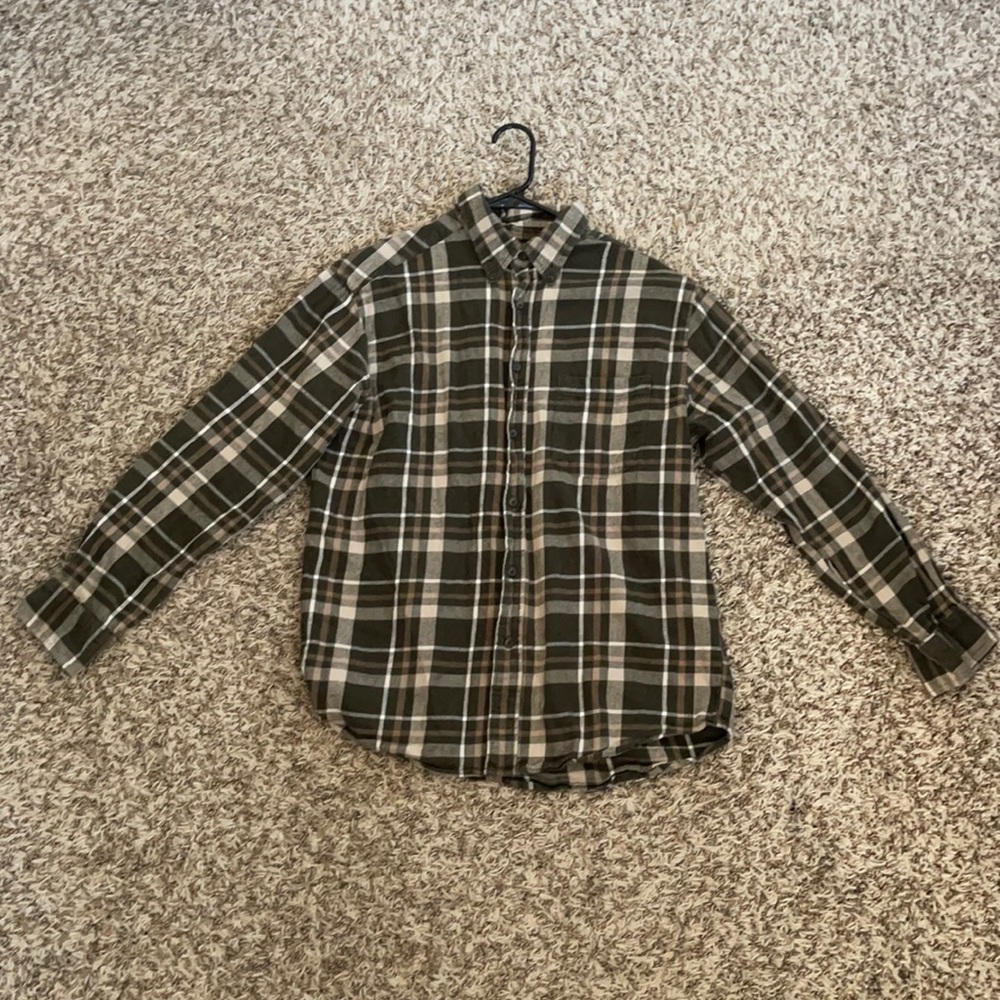Green Tan Beige and White Flannel